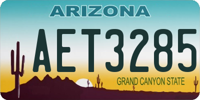 AZ license plate AET3285