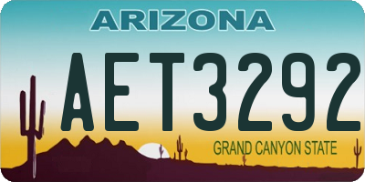 AZ license plate AET3292