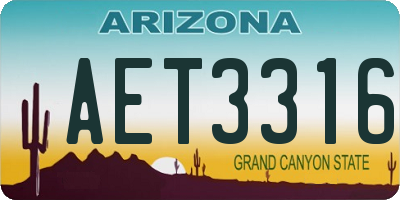AZ license plate AET3316