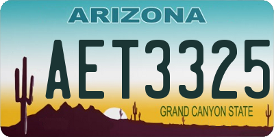 AZ license plate AET3325