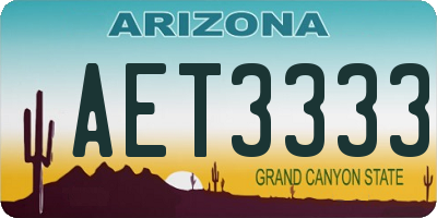 AZ license plate AET3333