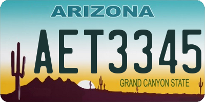 AZ license plate AET3345