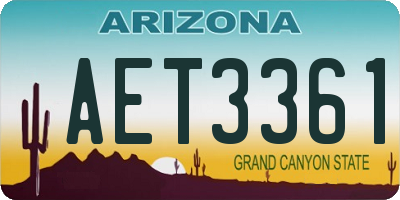AZ license plate AET3361