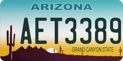 AZ license plate AET3389