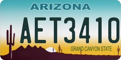 AZ license plate AET3410