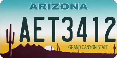 AZ license plate AET3412