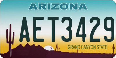 AZ license plate AET3429