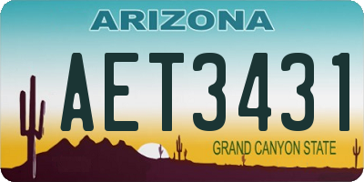 AZ license plate AET3431