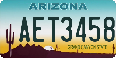 AZ license plate AET3458