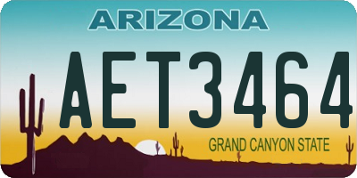 AZ license plate AET3464
