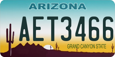 AZ license plate AET3466