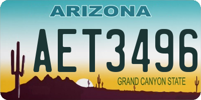 AZ license plate AET3496