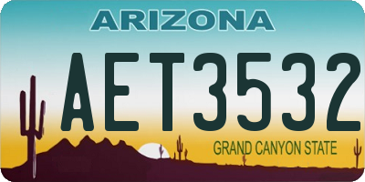 AZ license plate AET3532