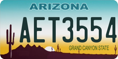 AZ license plate AET3554