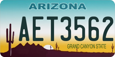 AZ license plate AET3562
