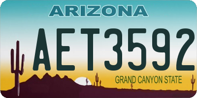 AZ license plate AET3592