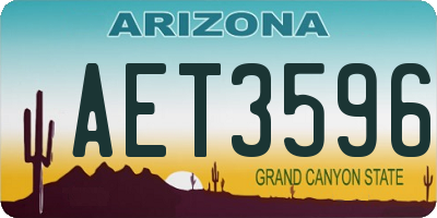 AZ license plate AET3596