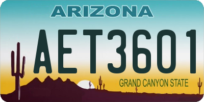 AZ license plate AET3601