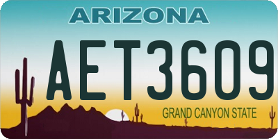 AZ license plate AET3609
