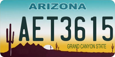 AZ license plate AET3615
