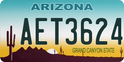 AZ license plate AET3624
