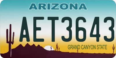 AZ license plate AET3643