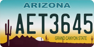 AZ license plate AET3645