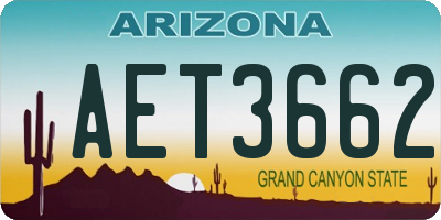 AZ license plate AET3662