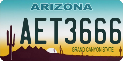 AZ license plate AET3666