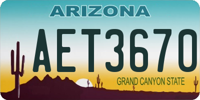 AZ license plate AET3670