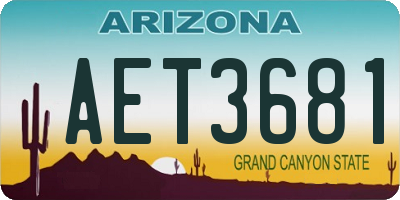 AZ license plate AET3681