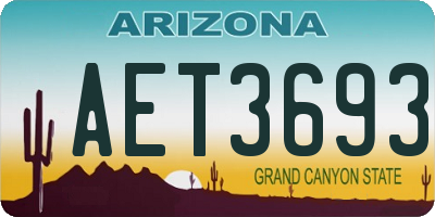 AZ license plate AET3693