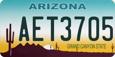 AZ license plate AET3705