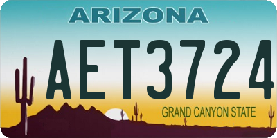 AZ license plate AET3724