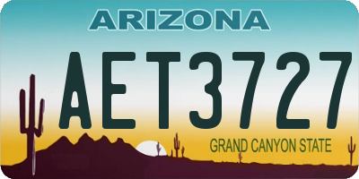 AZ license plate AET3727