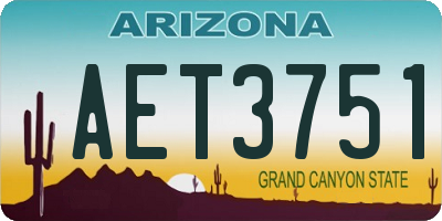 AZ license plate AET3751