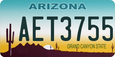 AZ license plate AET3755