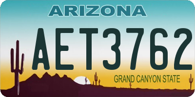AZ license plate AET3762
