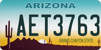 AZ license plate AET3763