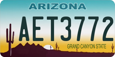 AZ license plate AET3772
