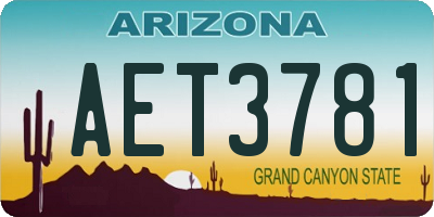 AZ license plate AET3781