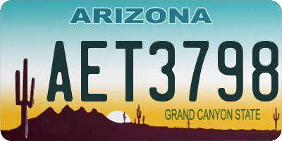 AZ license plate AET3798