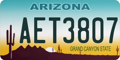 AZ license plate AET3807