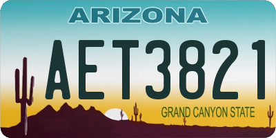 AZ license plate AET3821