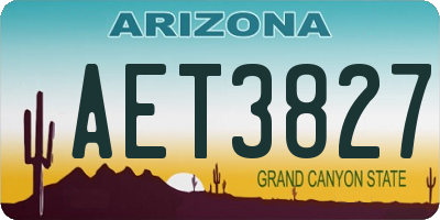 AZ license plate AET3827