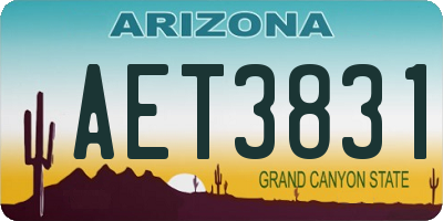 AZ license plate AET3831