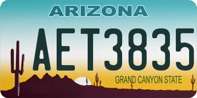 AZ license plate AET3835