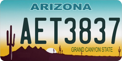 AZ license plate AET3837