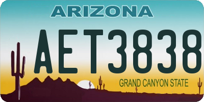 AZ license plate AET3838
