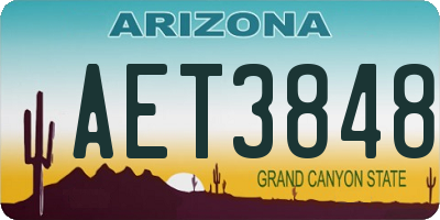 AZ license plate AET3848